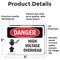 Signmission High Voltage Overhead Danger Sign, Vinyl Decal, 5in W x 3.5in L, 2PK OS-2PACK-DS-D-35-L-1334 - alternate 4